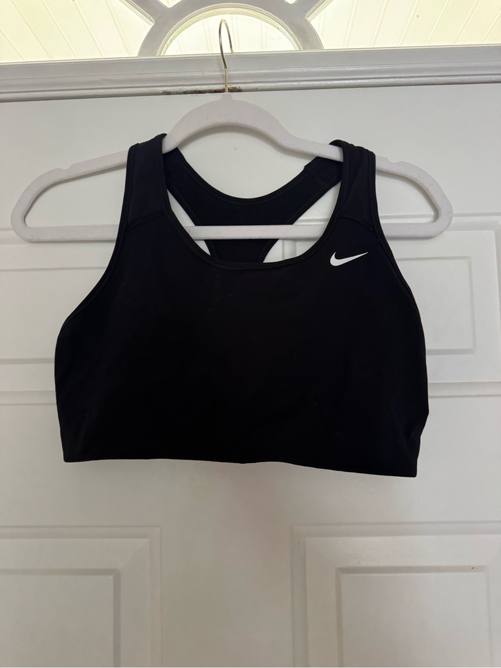 Nike Black Racerback Sports Bra with White Swoosh
